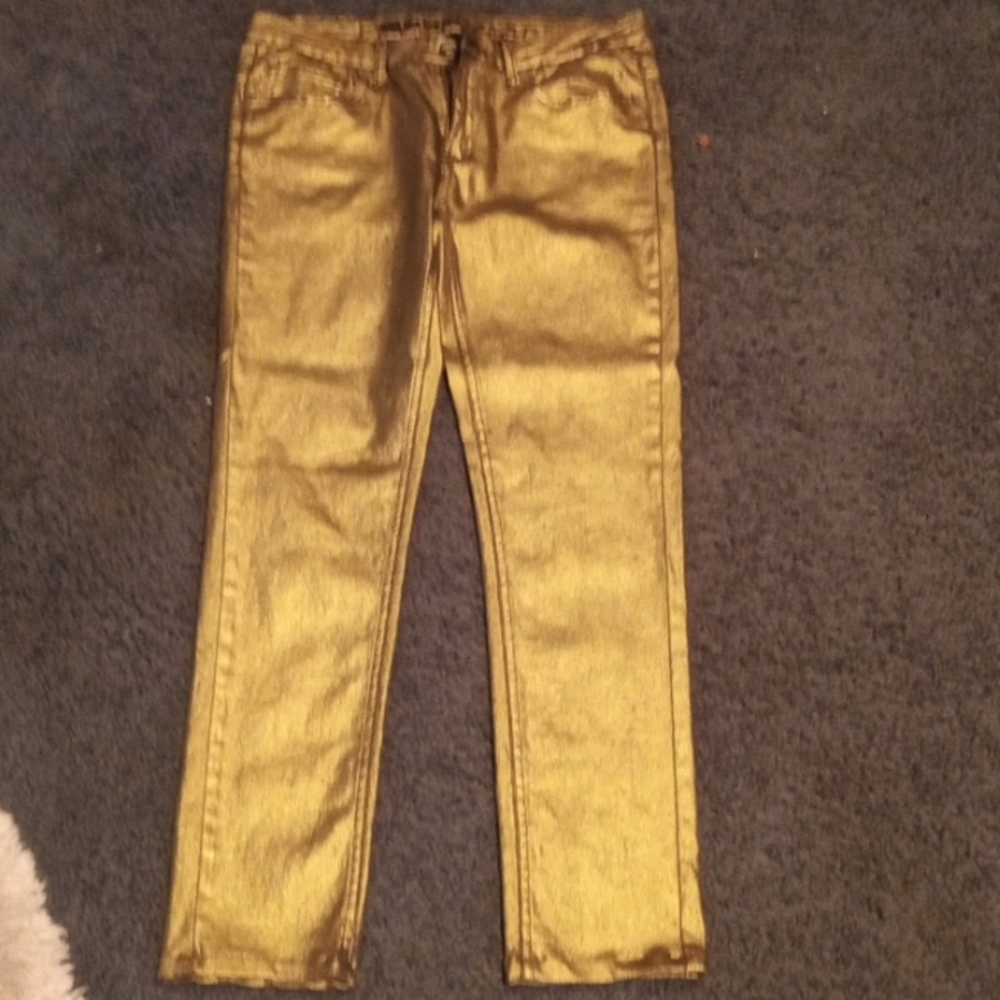 NWOT, Gold skinny jeans